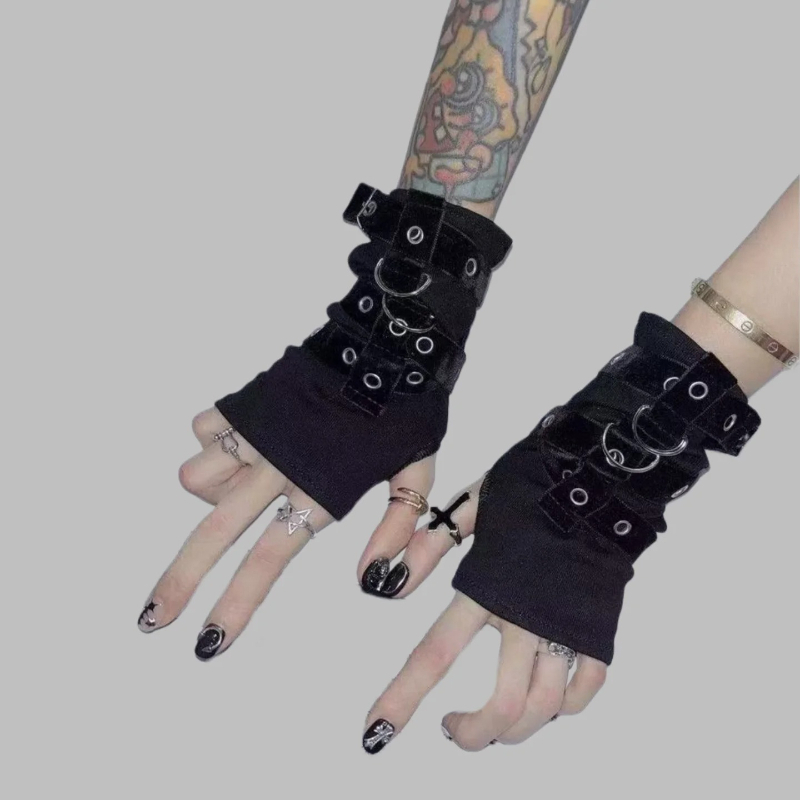 Street Fashion Gloves - Y2K 여성용 맞춤형 버클 펑크 스타일
