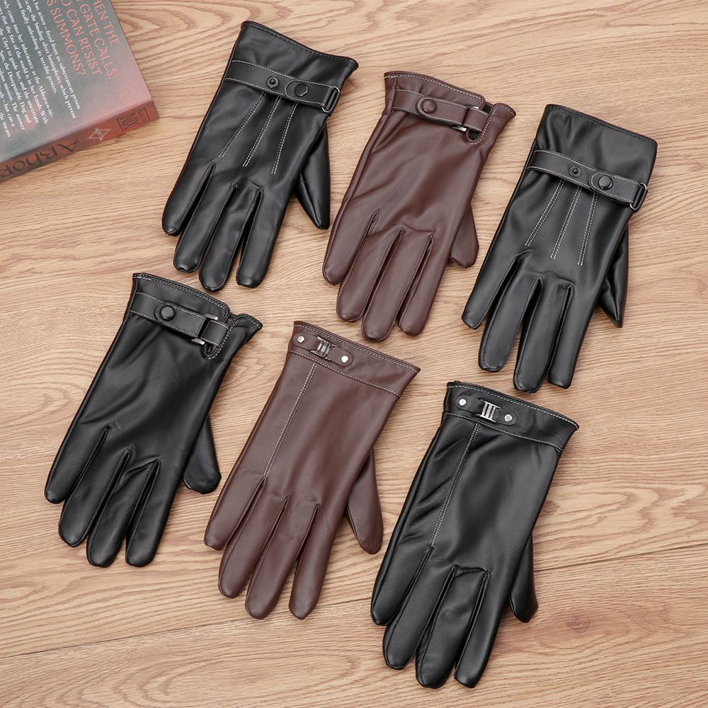 Street Fashion Gloves - 남성용 양털 열 가죽 장갑, 따뜻한