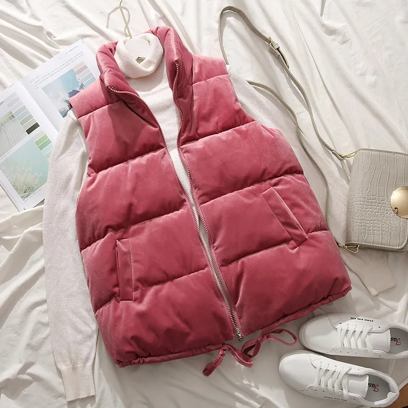 Puffer Vest Padded - 여성용 패딩 재킷 다운 코튼 조끼,