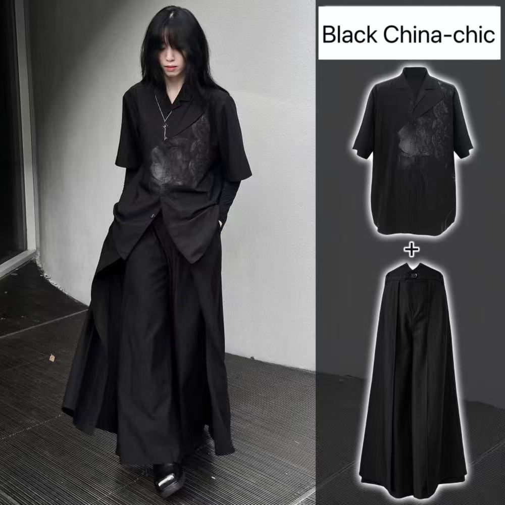 Street Fashion Outfit For Men - 멋진 블랙 신상 중국풍 코스튬 여름
