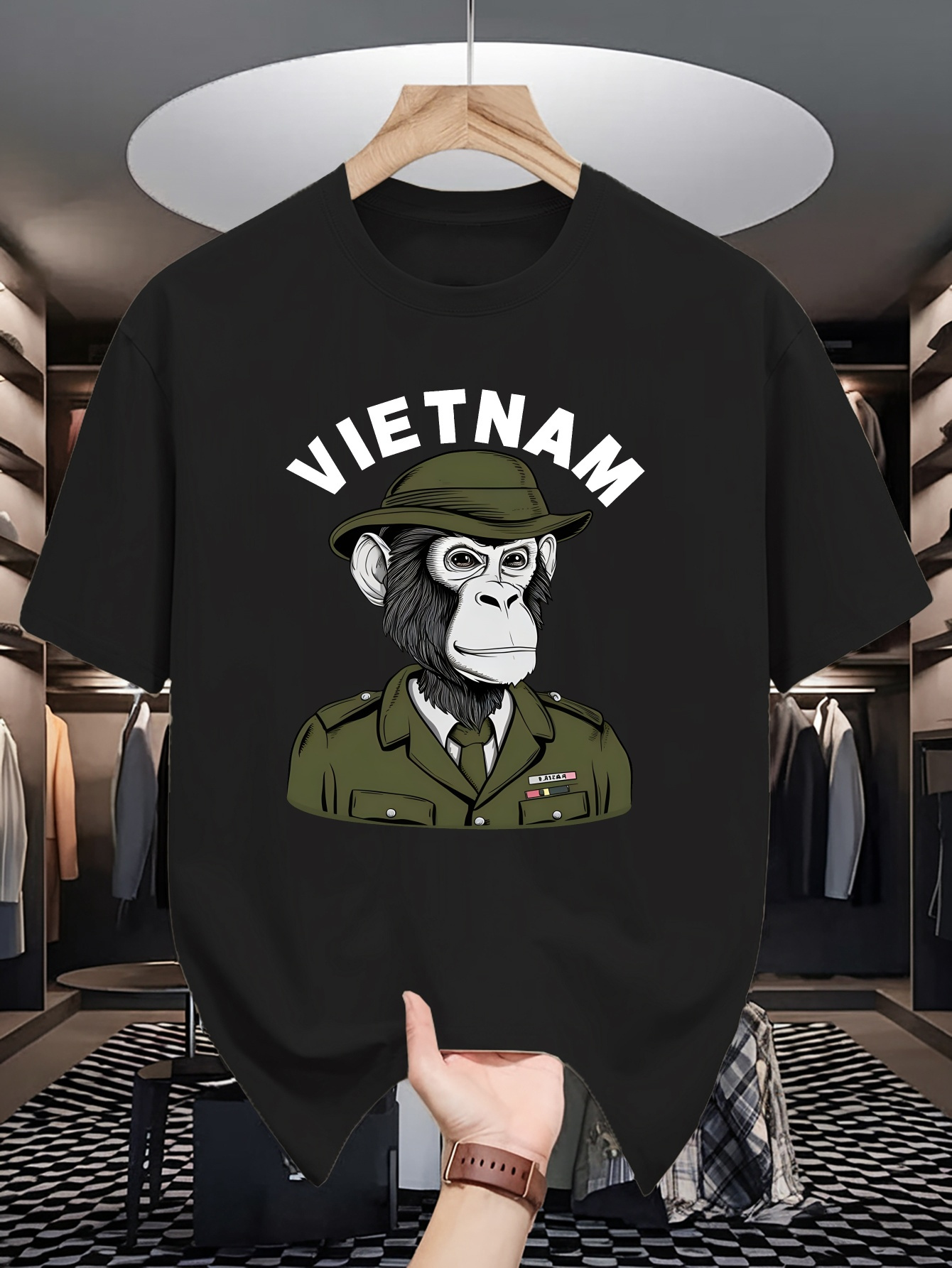 Street Fashion In Vietnam - 남성 코튼 티셔츠 베트남 군사 침팬지