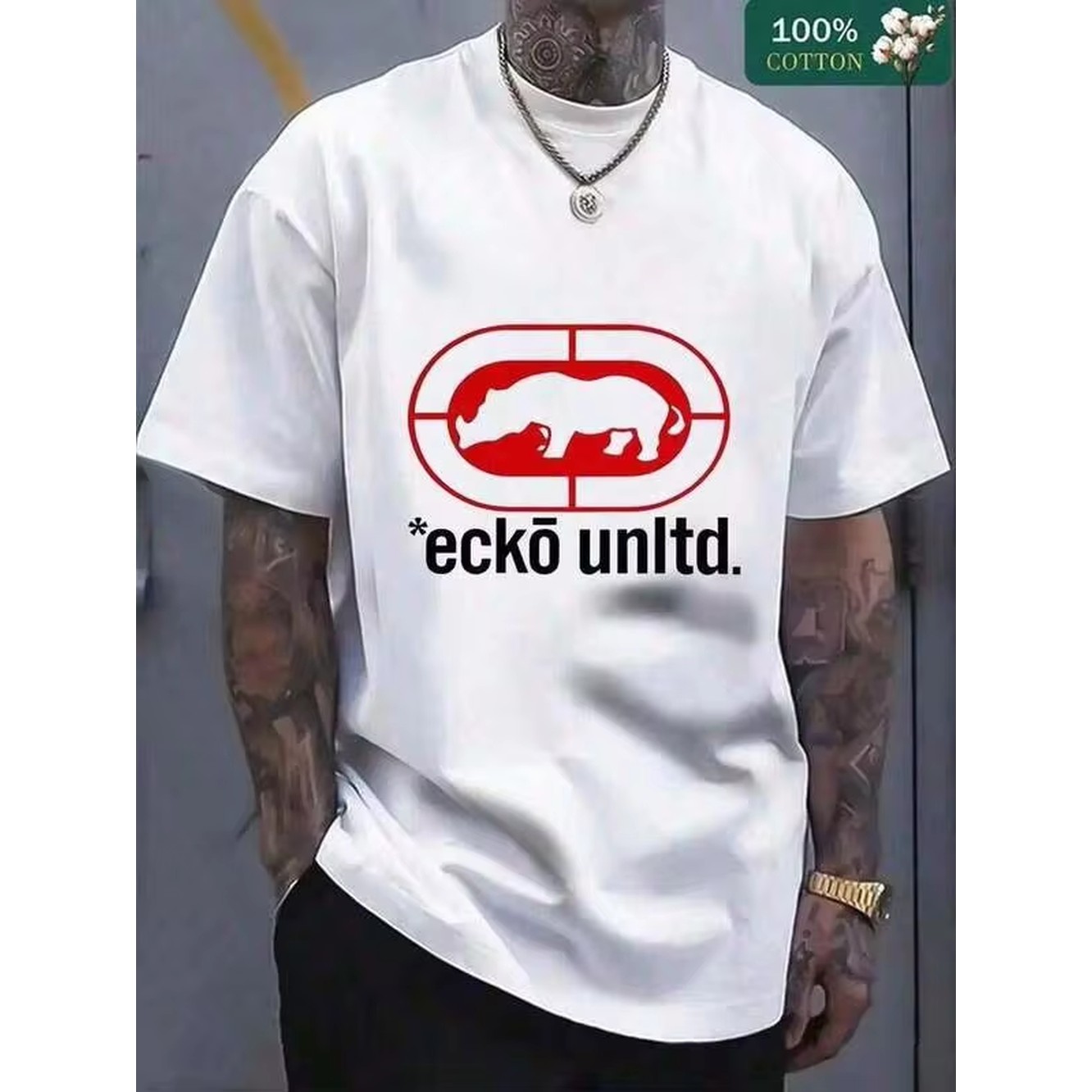 Street Fashion Essentials - 트렌디한 의류 Ecko Unltd 패턴 티셔츠