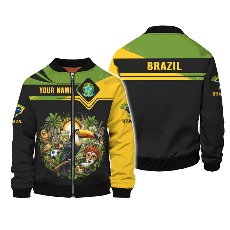 Street Fashion Brazil - 브라질 국가 엠블럼 3D 프린트 재킷,