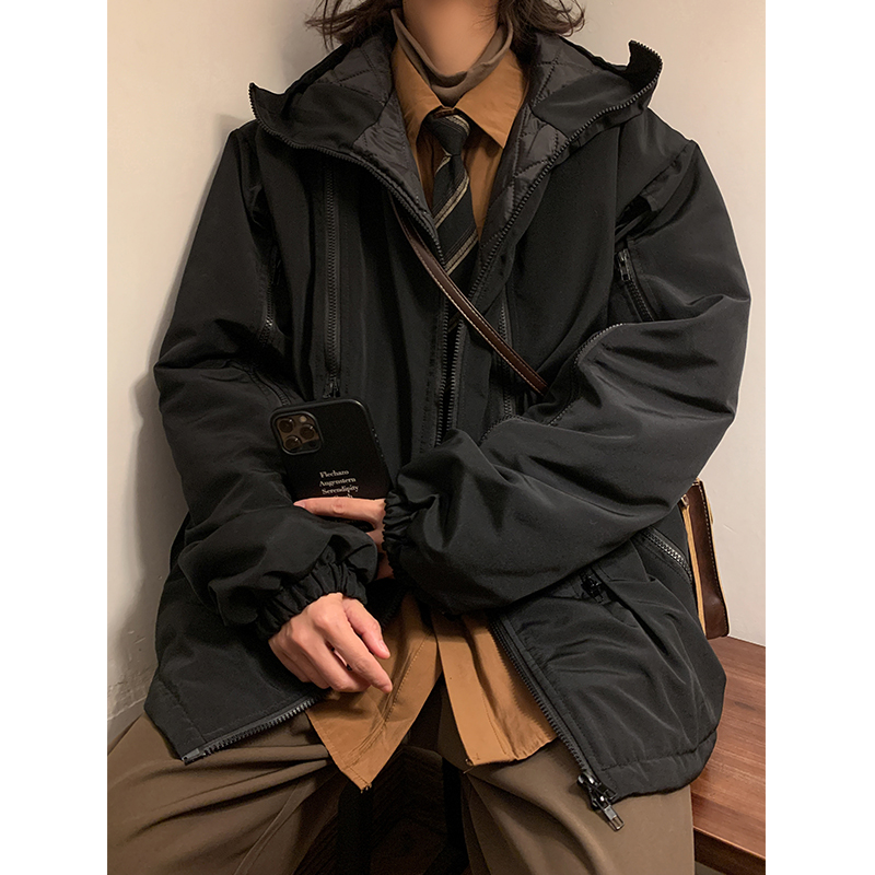 Street Fashion Hong Kong - 후드가 있는 남성용 두꺼운 겨울 코튼