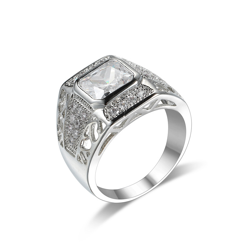 Street Fashion Rings - 럭셔리 925 스털링 실버 힙합 라운드