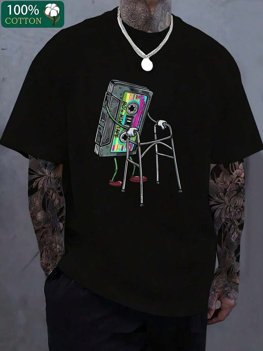 Street Fashion Essentials - 프린트된 남성용 티셔츠, 스트리트 스타일 프린트,