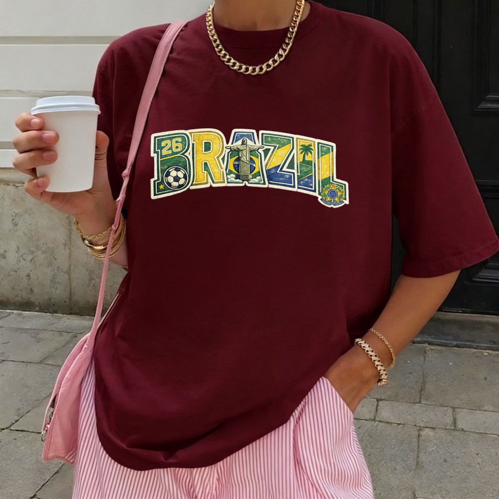 브라질 2026 축구 티셔츠 레트로 풋볼 크롭 팬 탑  - Street Fashion Brazil 리뷰 및 가격