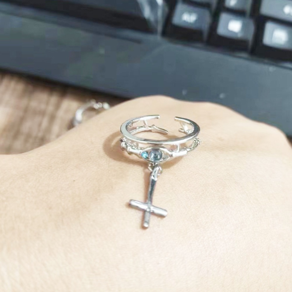 레트로 스테레오 크로스 펑크 핑거 링, 다크 쿨 텍스처 - Street Fashion Rings 리뷰 및 가격