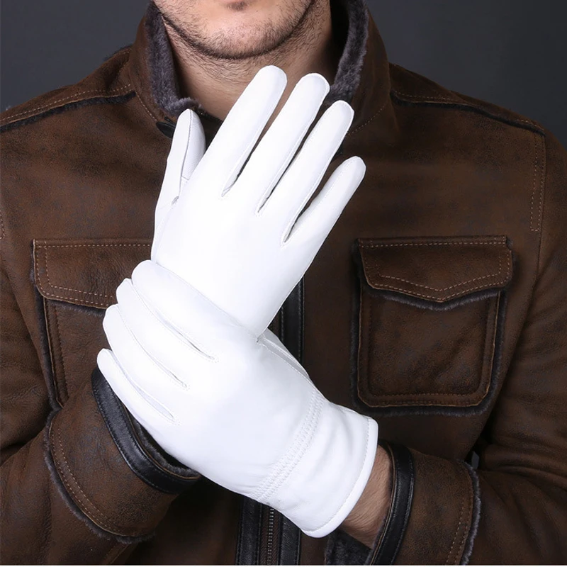 2025 겨울 정품 가죽 흰색 장갑 남성 여성을위한 따 - Street Fashion Gloves 리뷰 및 가격