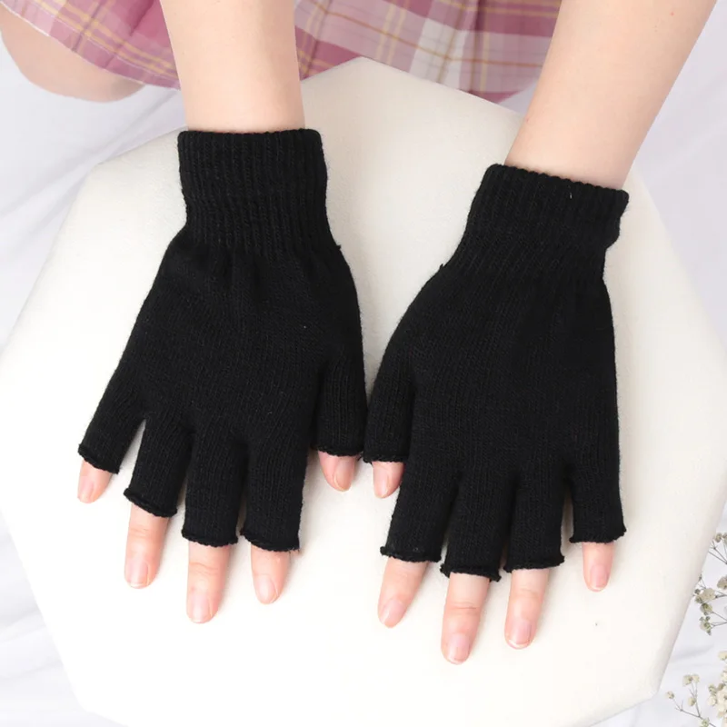 유니섹스 블랙 반손가락 장갑 울 니트 코튼 겨울용 따뜻 - Street Fashion Gloves 리뷰 및 가격