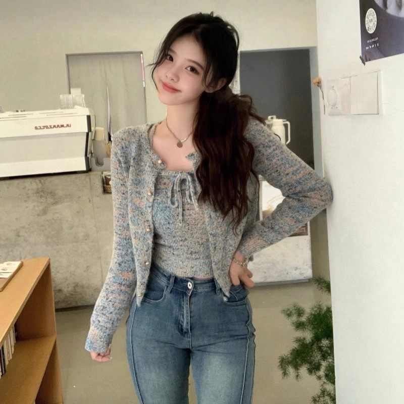 여성용 니트 세트, 섹시한 소녀, 부드러운 스웨터, 레 - Street Fashion Korean Girl 리뷰 및 가격