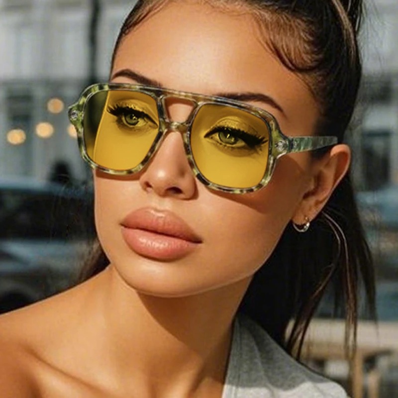 인기 패션 더블 브리지 사각 남성 선글라스 빈티지 펑크 - Street Fashion Glasses 리뷰 및 가격