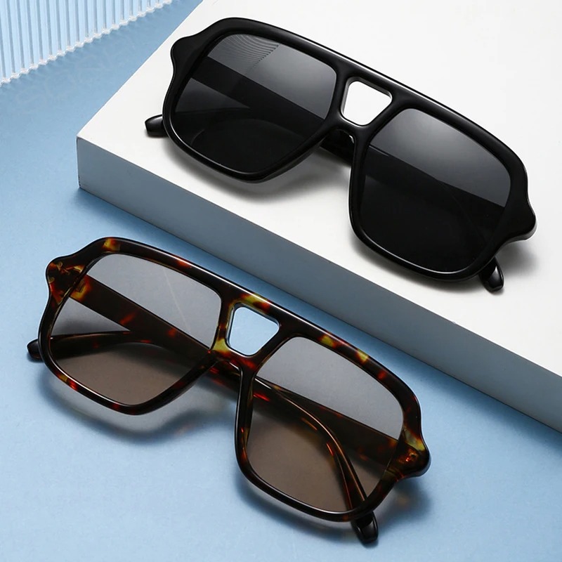 인기 패션 더블 브리지 사각 남성 선글라스 빈티지 펑크 - Street Fashion Glasses 리뷰 및 가격