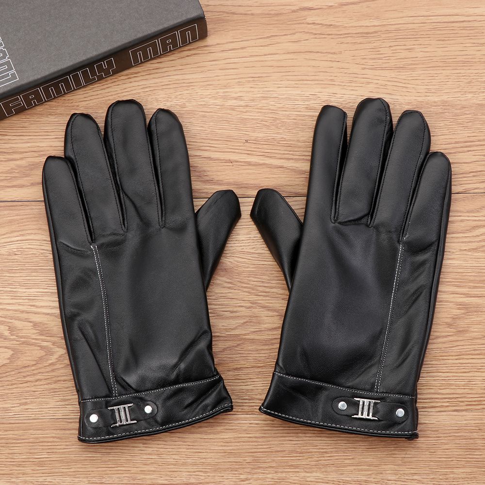 남성용 양털 열 가죽 장갑, 따뜻한 터치 스크린 방풍  - Street Fashion Gloves 리뷰 및 가격