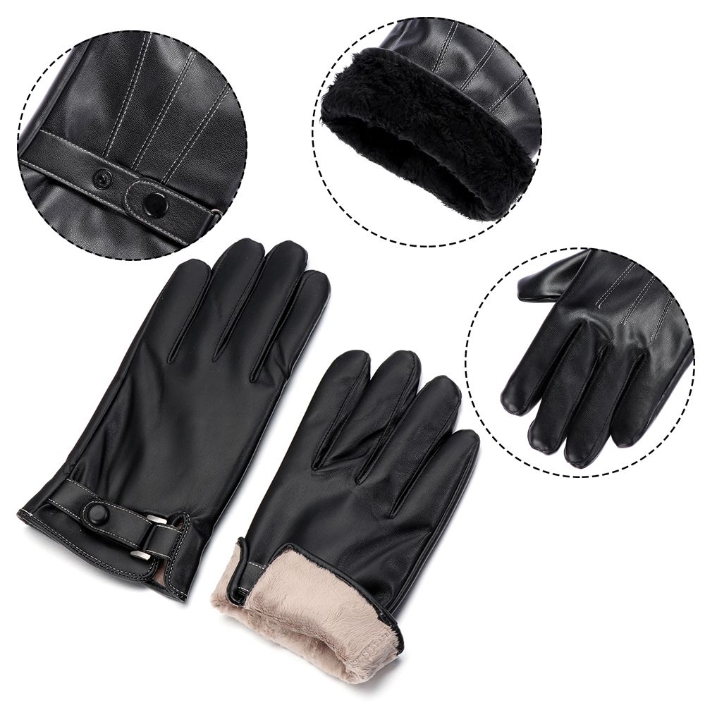 남성용 양털 열 가죽 장갑, 따뜻한 터치 스크린 방풍  - Street Fashion Gloves 리뷰 및 가격