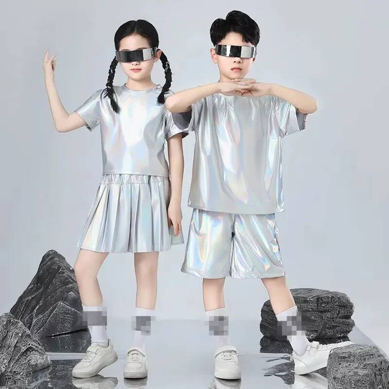 소년과 소녀 힙합 세트 실버 컬러 재즈 댄스 의상 어린 - Street Fashion For Boy 리뷰 및 가격