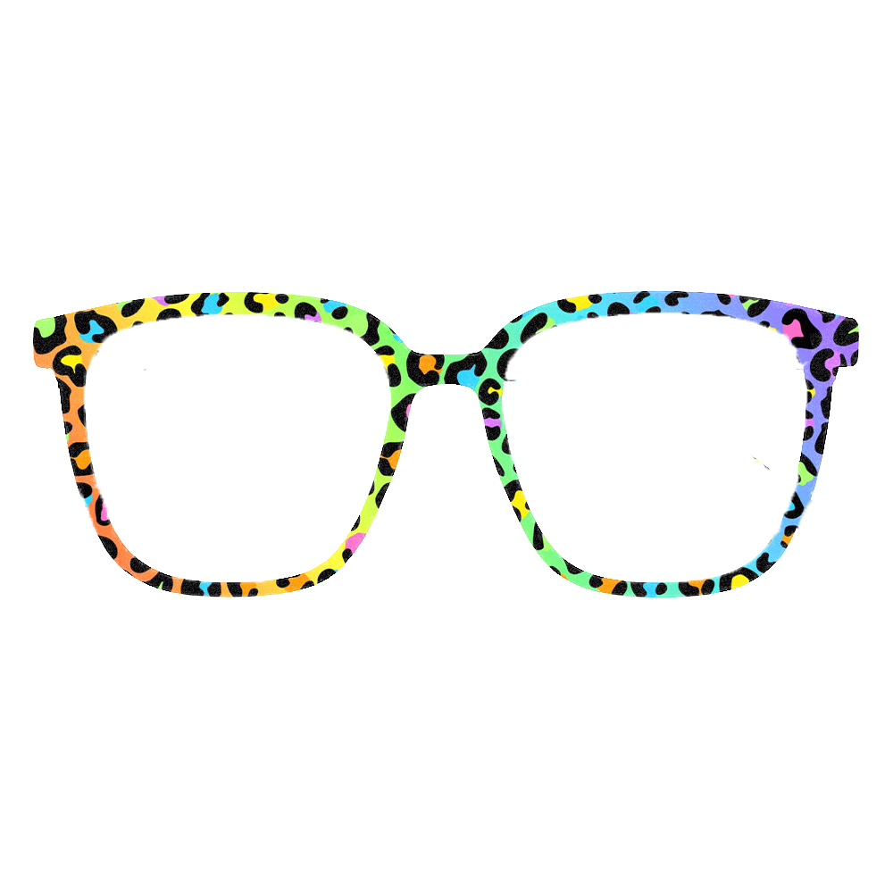 트렌디 한 무지개 표범 인쇄 사각형 안경 프레임 여성  - Street Fashion Glasses 리뷰 및 가격