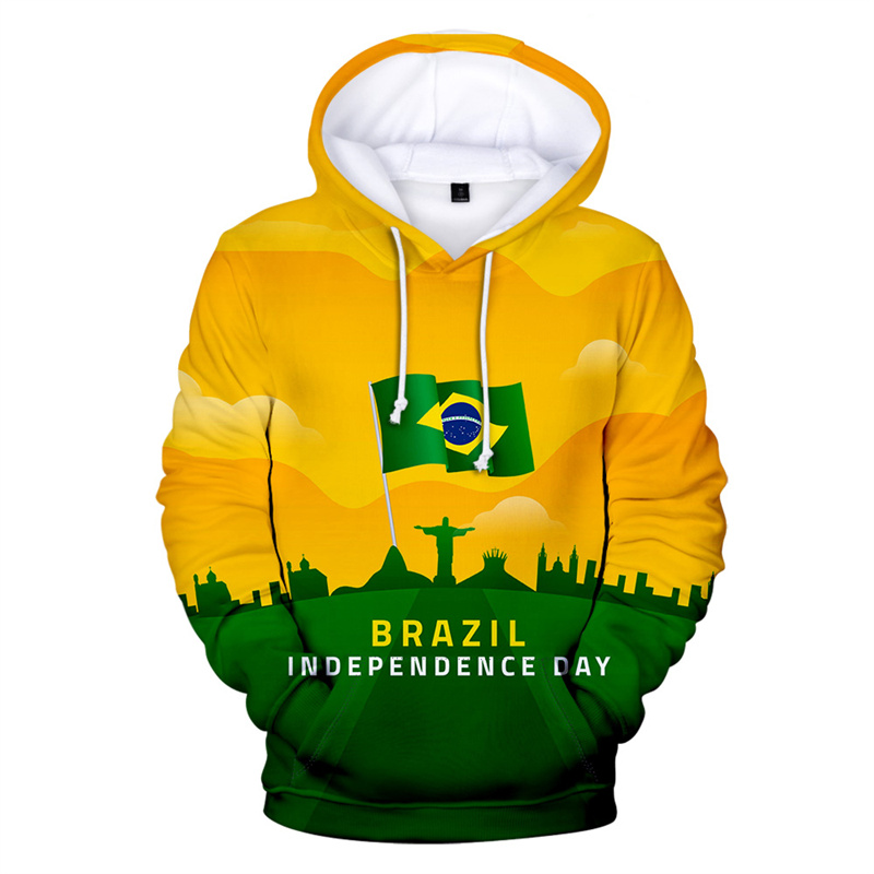 남녀공용 브라질 독립 기념일 3D 프린트 후디, 긴팔  - Street Fashion Brazil 리뷰 및 가격