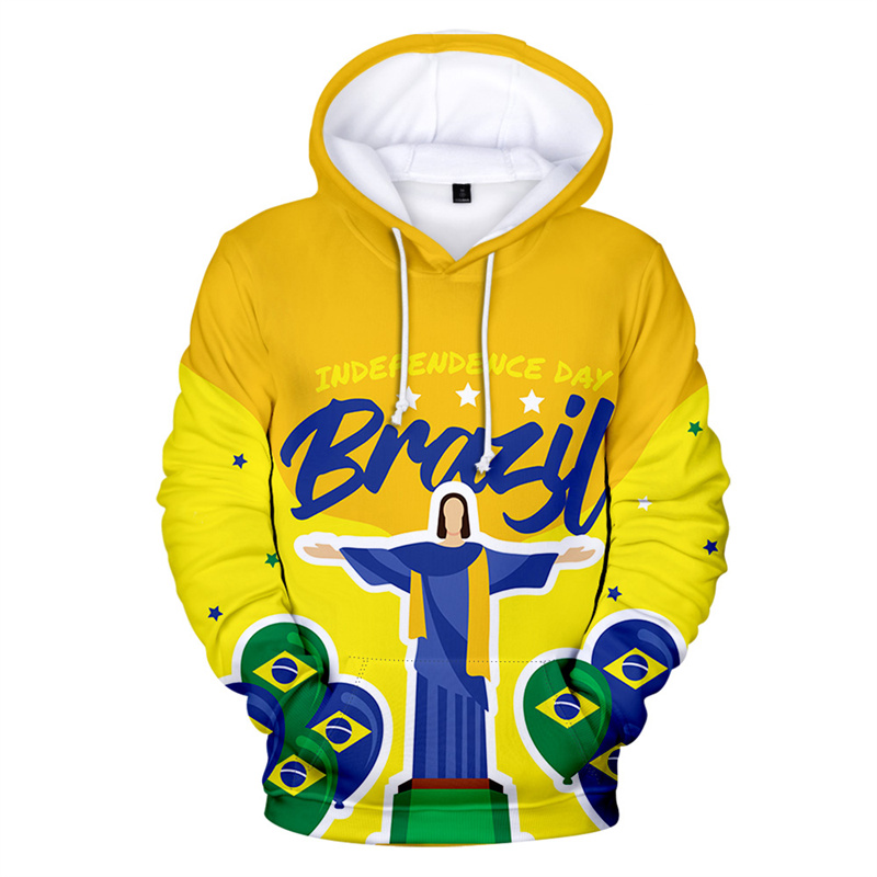 남녀공용 브라질 독립 기념일 3D 프린트 후디, 긴팔  - Street Fashion Brazil 리뷰 및 가격