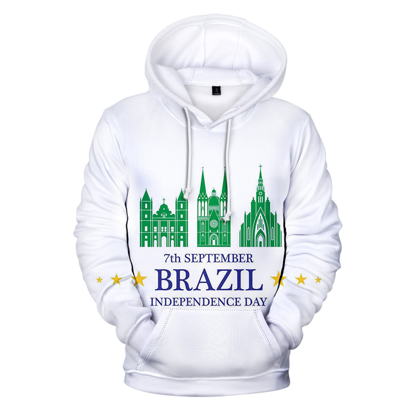 남녀공용 브라질 독립 기념일 3D 프린트 후디, 긴팔  - Street Fashion Brazil 리뷰 및 가격