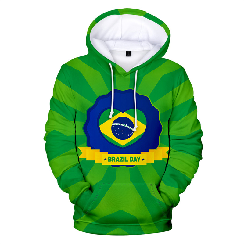 남녀공용 브라질 독립 기념일 3D 프린트 후디, 긴팔  - Street Fashion Brazil 리뷰 및 가격