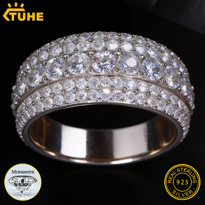 TUHE 유니섹스 아이스드 아웃 모이사나이트 남성 반지 - Street Fashion Rings 리뷰 및 가격