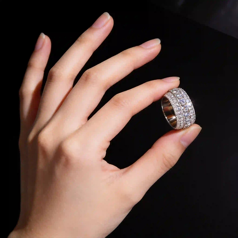 TUHE 유니섹스 아이스드 아웃 모이사나이트 남성 반지 - Street Fashion Rings 리뷰 및 가격