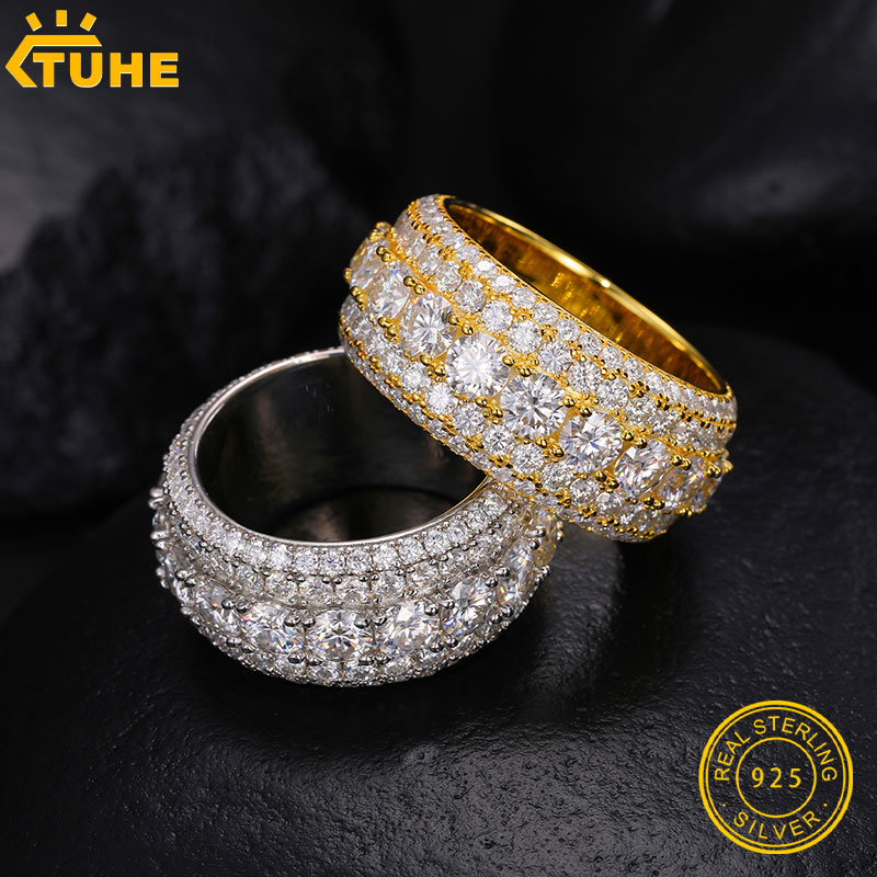 TUHE 유니섹스 아이스드 아웃 모이사나이트 남성 반지 - Street Fashion Rings 리뷰 및 가격