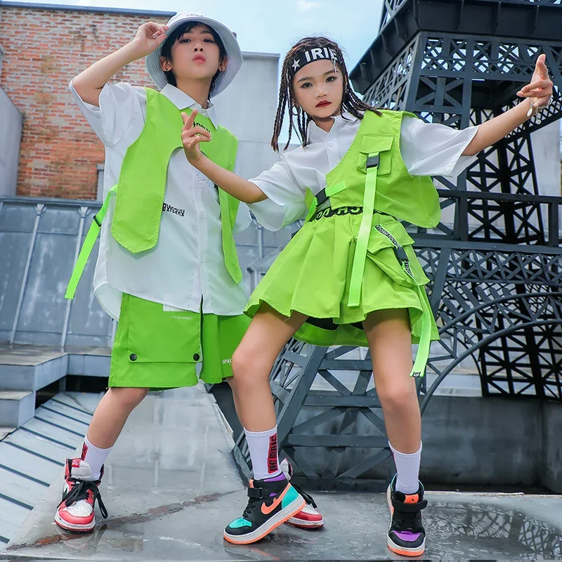어린이 패션 스트리트웨어 힙합 의상, 소년 녹색 조끼  - Street Fashion For Boy 리뷰 및 가격