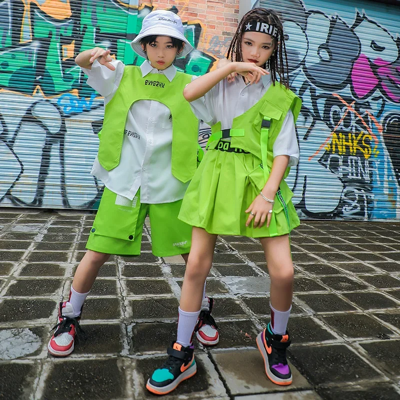 어린이 패션 스트리트웨어 힙합 의상, 소년 녹색 조끼  - Street Fashion For Boy 리뷰 및 가격