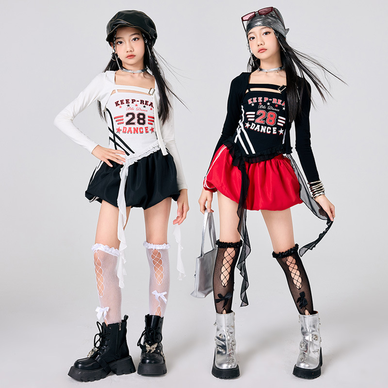 새로운 여자 K-Pop 재즈 무대 의상 블랙 화이트 탑 - Street Fashion Kpop 리뷰 및 가격