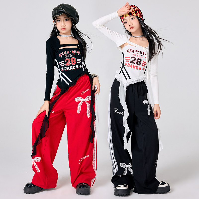 새로운 여자 K-Pop 재즈 무대 의상 블랙 화이트 탑 - Street Fashion Kpop 리뷰 및 가격