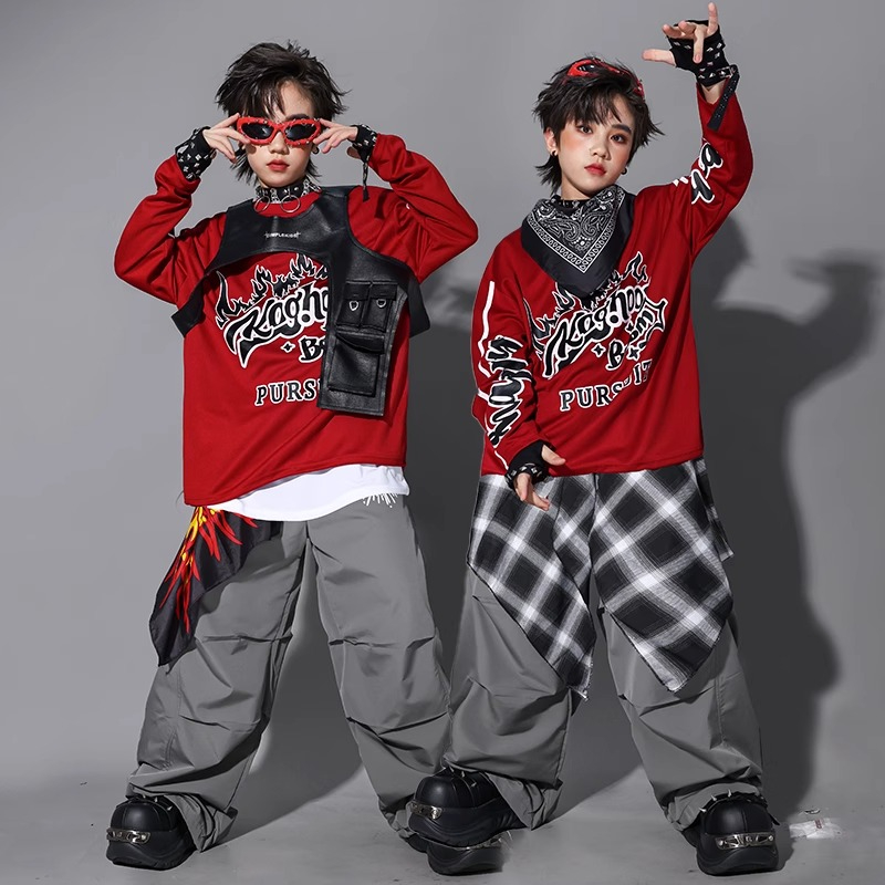 소년 K-pop 스웨트셔츠 패션 조끼 루즈 팬츠 힙합  - Street Fashion Kpop 리뷰 및 가격