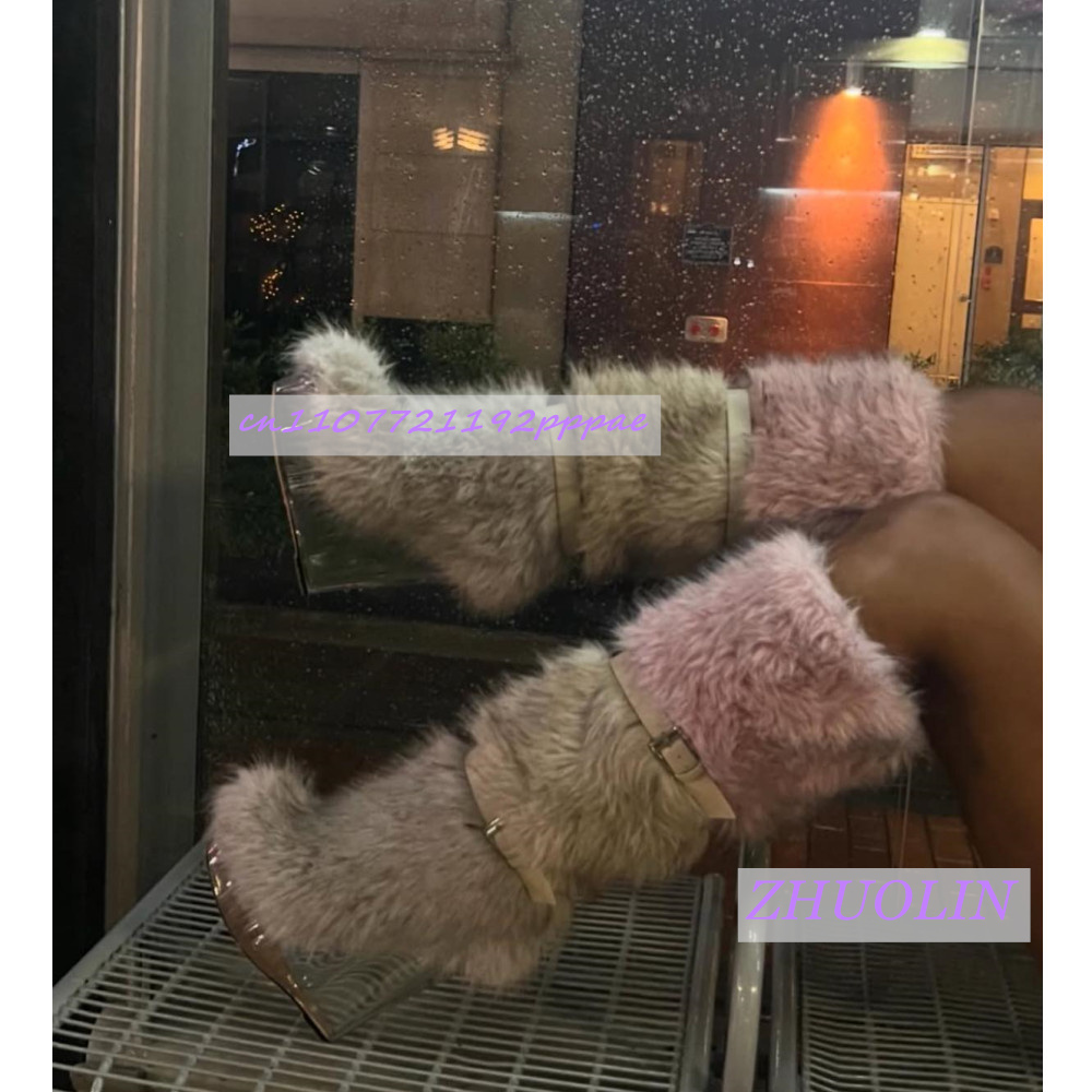 겨울 그라데이션 퍼리 투명 웨지 부츠 여성용 스위트 벨 - Street Fashion Winter 리뷰 및 가격