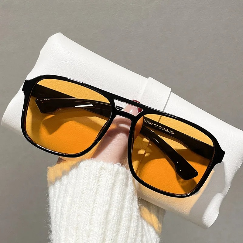 스퀘어 더블 브리지 선글라스 여성 레트로 쉐이드 UV4 - Street Fashion Glasses 리뷰 및 가격