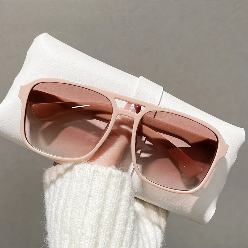 스퀘어 더블 브리지 선글라스 여성 레트로 쉐이드 UV4 - Street Fashion Glasses 리뷰 및 가격
