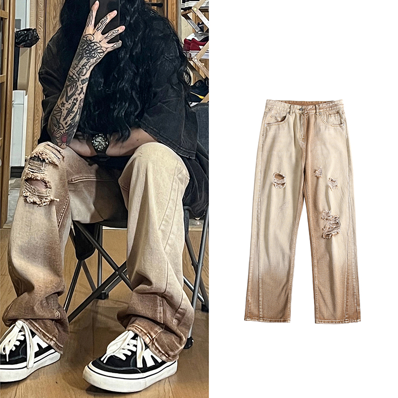 레트로 하이 스트리트 남성 청바지 여름 웨어드 워싱 홍 - Street Fashion Hong Kong 리뷰 및 가격