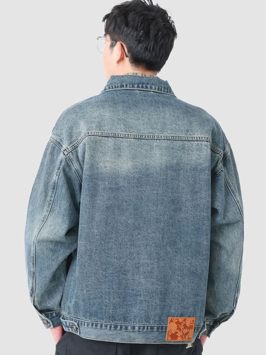남성용 빈티지 자수 포켓 데님 재킷, 스트리트 패션 패 - Street Fashion Hong Kong 리뷰 및 가격