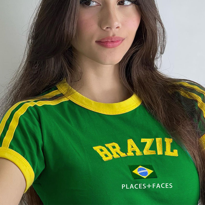 여성 스트릿웨어 브라질 레터 프린트 티셔츠, Y2k 펑 - Street Fashion Brazil 리뷰 및 가격