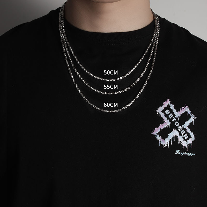 남성용 광택 처리된 얇은 트위스트 로프 체인 목걸이 3 - Street Fashion Guys 리뷰 및 가격