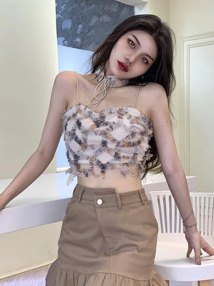 여성 여름 프린트 크롭탑 핫걸 한국 패션 하이 스트릿  - Street Fashion Korean Girl 리뷰 및 가격