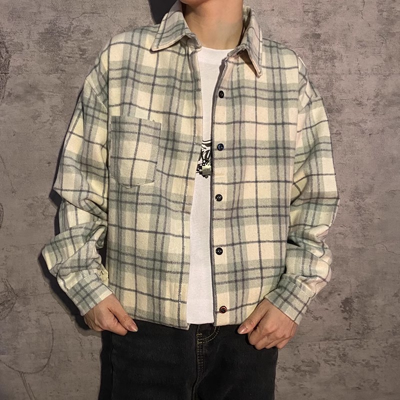 플러스 사이즈 봄 가을 체크 무늬 긴팔 남성 셔츠 이너 - Street Fashion Guys 리뷰 및 가격