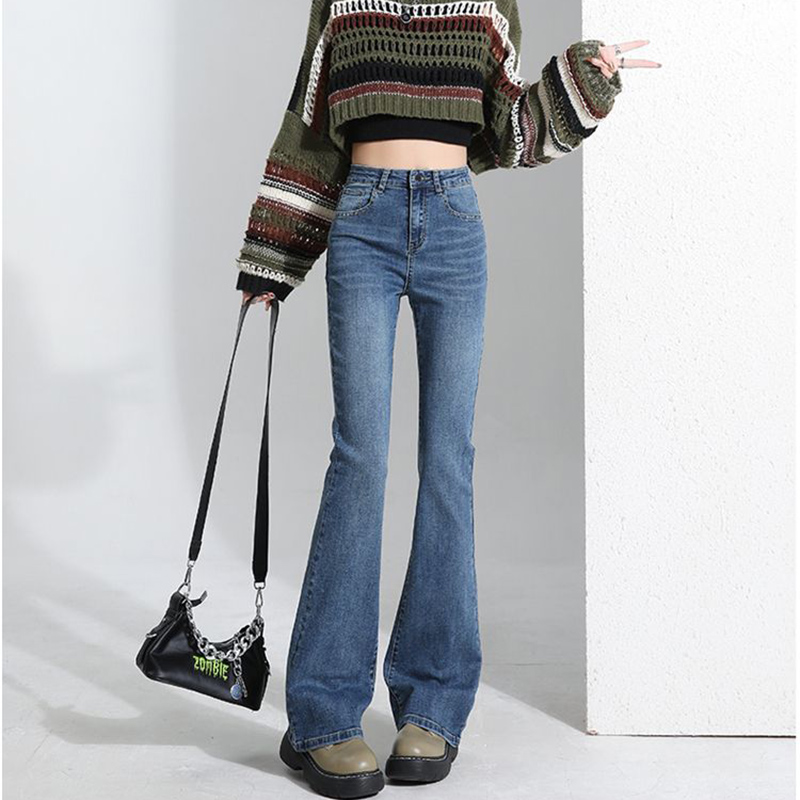 핫세일 여성 클래식 한국 스타일 얇은 플레어 진 여성  - Street Fashion Korean Girl 리뷰 및 가격