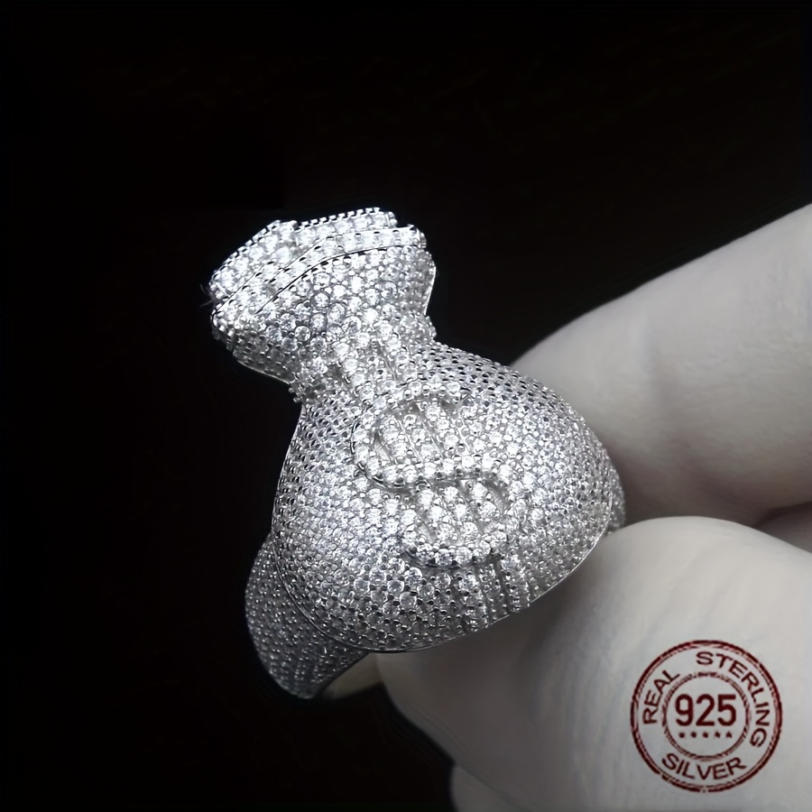 독특한 남자 925 스털링 은빛 얼음처럼 차가운 돈 가 - Street Fashion Rings 리뷰 및 가격