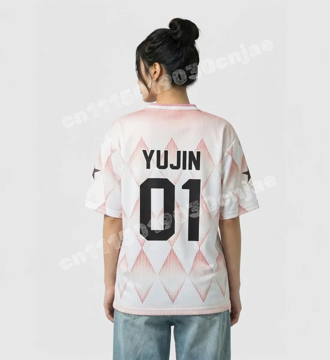 Kpop IVE Yujin 01 다이아몬드 격자 프린트 - Street Fashion Kpop 리뷰 및 가격