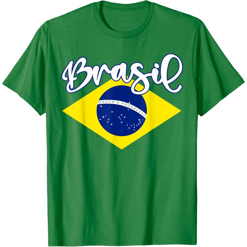 3D 프린팅 브라질 음악 티셔츠 (남성용) 독립기념일  - Street Fashion Brazil 리뷰 및 가격