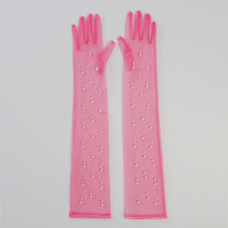 55CM 섹시한 레이스 얇은 중공 투명 긴 진주 장식  - Street Fashion Gloves 리뷰 및 가격