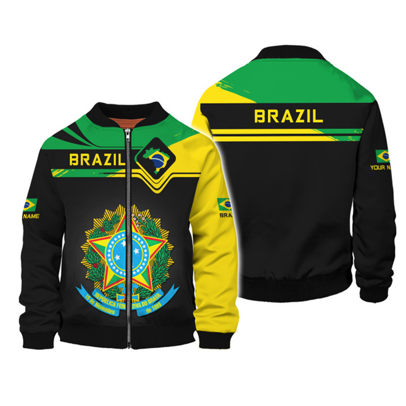 브라질 국가 엠블럼 3D 프린트 재킷, 남성 의류, 스 - Street Fashion Brazil 리뷰 및 가격