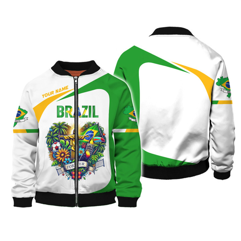 브라질 국가 엠블럼 3D 프린트 재킷, 남성 의류, 스 - Street Fashion Brazil 리뷰 및 가격