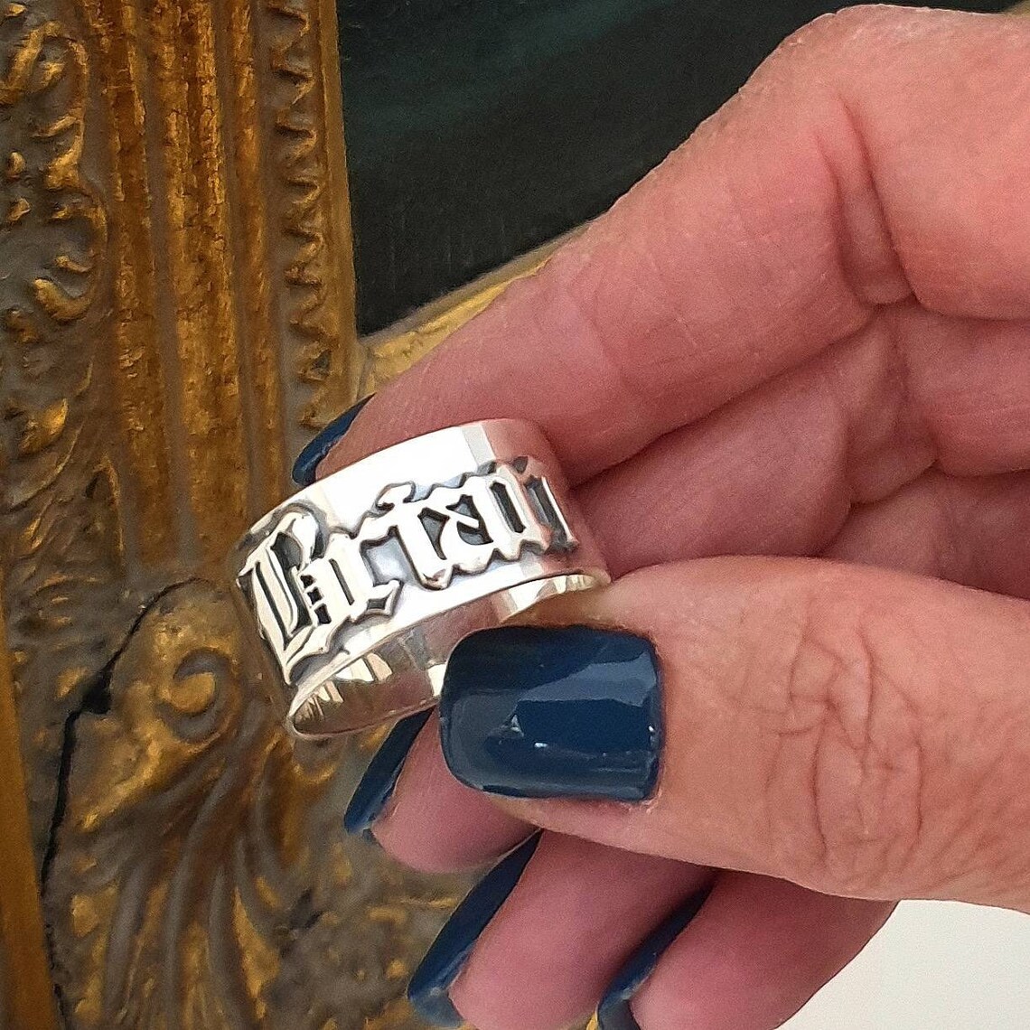 12MM 남자 고딕 반지 맞춤형 올드 영어 힙합 이름  - Street Fashion Rings 리뷰 및 가격